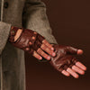Giuseppe (Braun) - Italienische fingerlose Lammleder-Autohandschuhe
