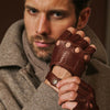 Giuseppe (Braun) - Italienische fingerlose Lammleder-Autohandschuhe