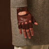 Giuseppe (Braun) - Italienische fingerlose Lammleder-Autohandschuhe