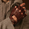 Giuseppe (Braun) - Italienische fingerlose Lammleder-Autohandschuhe