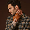 Giuseppe (Cognac) – Italienische fingerlose Lammleder-Autohandschuhe