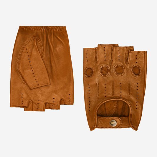 Giuseppe (cognac) - Italiaanse lamsleren vingerloze leren autohandschoenen