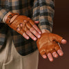 Giuseppe (Cognac) – Italienische fingerlose Lammleder-Autohandschuhe