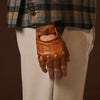 Giuseppe (Cognac) – Italienische fingerlose Lammleder-Autohandschuhe