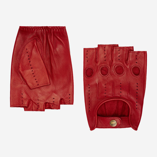 Giuseppe (rood) - Italiaanse lamsleren vingerloze leren autohandschoenen