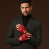 Giuseppe (rouge) - Gants de conduite en cuir d'agneau italien sans doigts