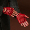 Giuseppe (rouge) - Gants de conduite en cuir d'agneau italien sans doigts