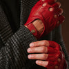 Giuseppe (rouge) - Gants de conduite en cuir d'agneau italien sans doigts