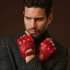 Giuseppe (rouge) - Gants de conduite en cuir d'agneau italien sans doigts