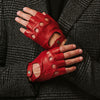 Giuseppe (rouge) - Gants de conduite en cuir d'agneau italien sans doigts