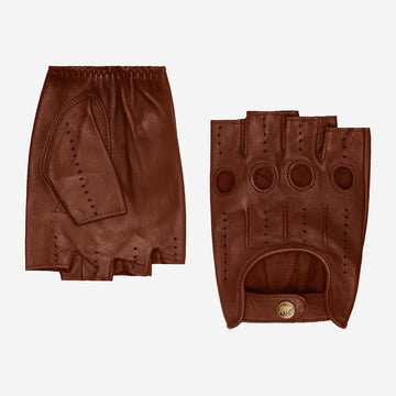 Giuseppe (Braun) - Italienische fingerlose Lammleder-Autohandschuhe
