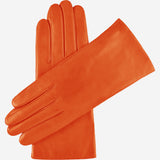 Isabella (orange) - Italian lambskin leather gloves with luxurious cashmere lining - Fratelli Orsini - Luxury Leather Gloves - Handmade in Italy - 1
