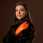 Isabella (orange) - Italian lambskin leather gloves with luxurious cashmere lining - Fratelli Orsini - Luxury Leather Gloves - Handmade in Italy - 6