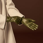 Isabella (green) - Italian lambskin leather gloves with luxurious cashmere lining - Fratelli Orsini - Luxury Leather Gloves - Handmade in Italy - 7