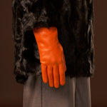 Isabella (orange) - Italian lambskin leather gloves with luxurious cashmere lining - Fratelli Orsini - Luxury Leather Gloves - Handmade in Italy - 7