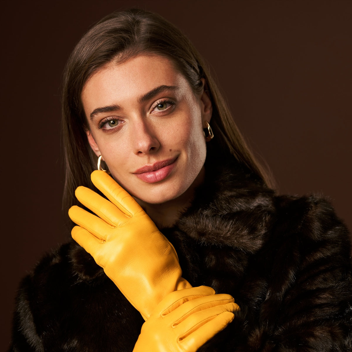 Isabella (yellow) - Italian lambskin leather gloves with luxurious cashmere lining - Fratelli Orsini - Luxury Leather Gloves - Handmade in Italy - 8