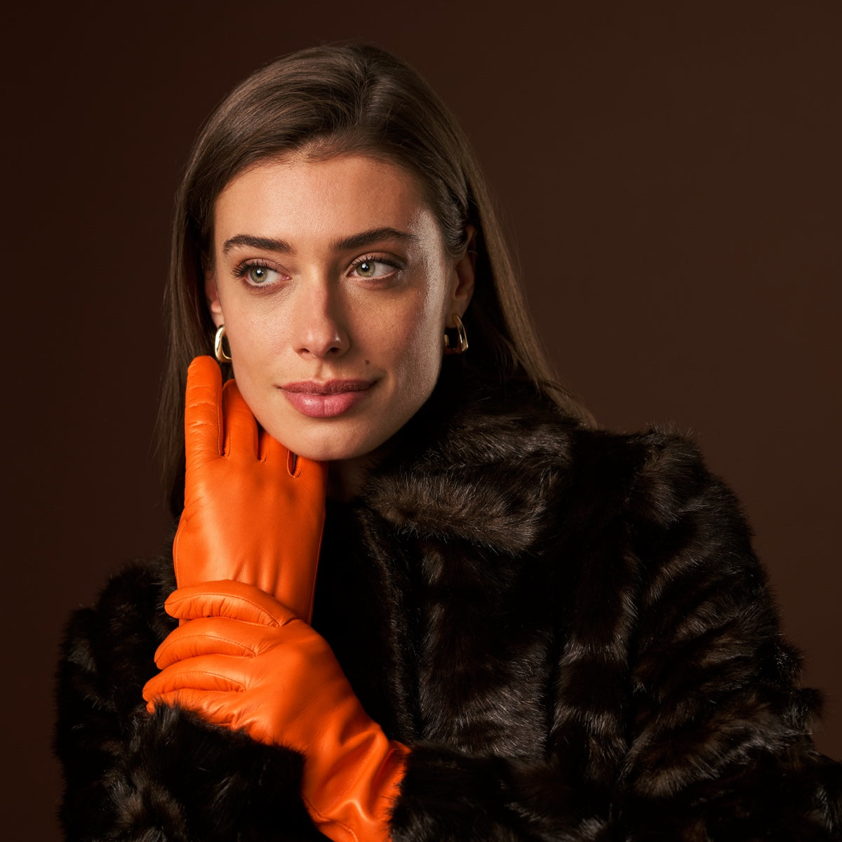 Isabella (orange) - Italian lambskin leather gloves with luxurious cashmere lining - Fratelli Orsini - Luxury Leather Gloves - Handmade in Italy - 8