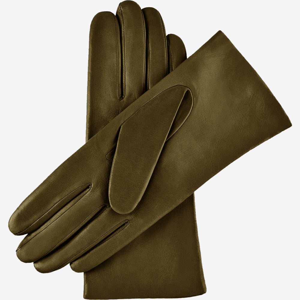 Isabella (green) - Italian lambskin leather gloves with luxurious cashmere lining - Fratelli Orsini - Luxury Leather Gloves - Handmade in Italy - 2