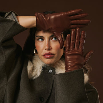Isabella (braun) - italienische Lammlederhandschuhe mit Kaschmirfutter