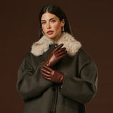 Isabella (brown) - Italian lambskin leather gloves with cashmere lining