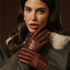 Isabella (braun) - italienische Lammlederhandschuhe mit Kaschmirfutter