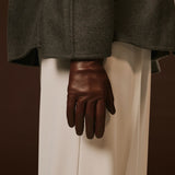 Isabella (brown) - Italian lambskin leather gloves with cashmere lining