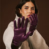 Isabella (aubergine) - Italienische Lammlederhandschuhe mit Kaschmirfutter