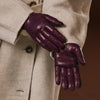 Isabella (aubergine) - Italienische Lammlederhandschuhe mit Kaschmirfutter