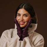 Isabella (eggplant) - Italian lambskin leather gloves with cashmere lining