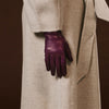 Isabella (aubergine) - Italienische Lammlederhandschuhe mit Kaschmirfutter