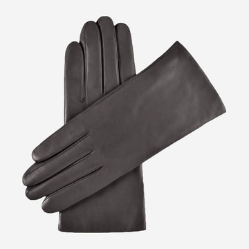 Isabella (anthrazit) - Italienische Lammlederhandschuhe mit Kaschmirfutter