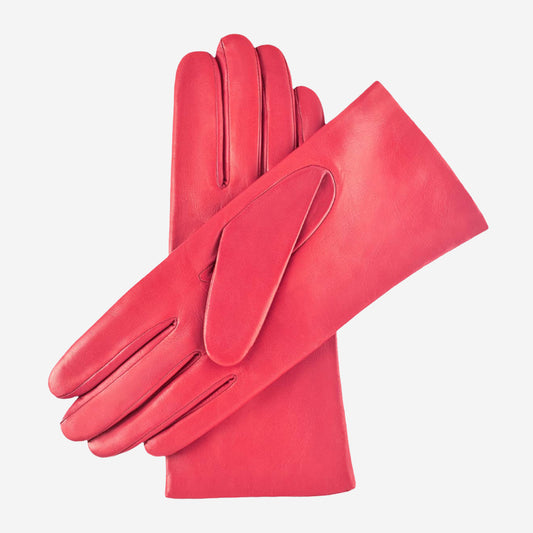 Isabella (coral) - Italian lambskin leather gloves with cashmere lining