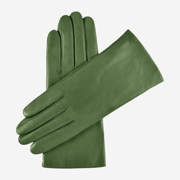Isabella (Grün) - Italienische Lammlederhandschuhe mit Kaschmirfutter