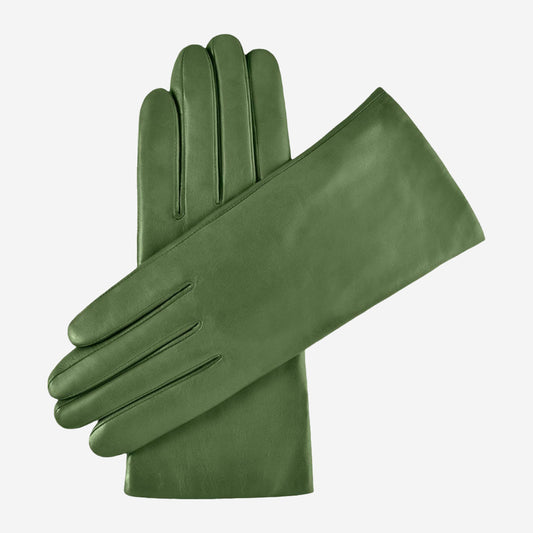 Isabella (green) - Italian lambskin leather gloves with cashmere lining
