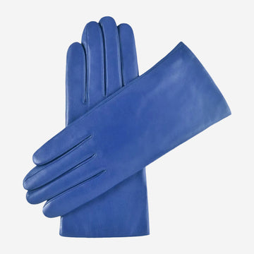 Isabella (high blue) - Italian lambskin leather gloves with cashmere lining