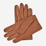 Leonardo (brown) - Italian driving gloves made of American deerskin leather