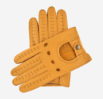 Leonardo (yellow) - Italian driving gloves made of American deerskin leather