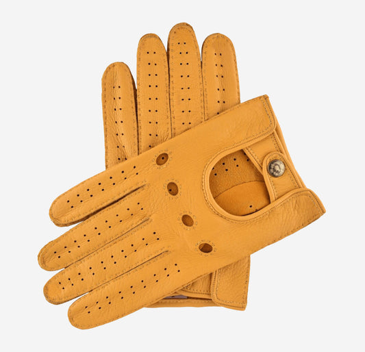 Leonardo (yellow) - Italian driving gloves made of American deerskin leather