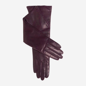 Leonora (black/grape) - Italian "8 button length" cashmere lined leather gloves