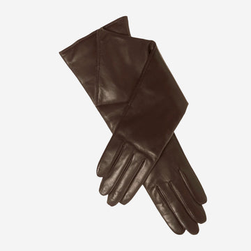 Leonora (brown) - Italian cashmere lined 6-button length leather gloves