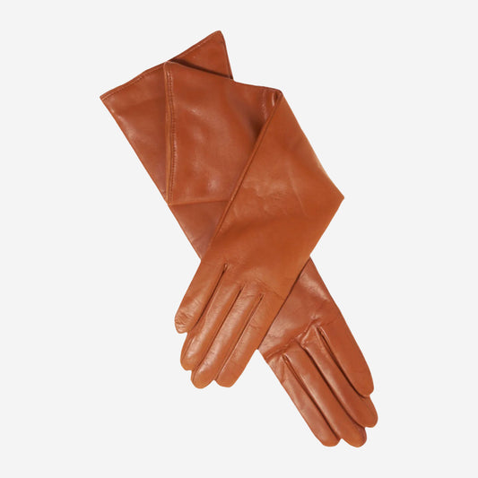 Leonora (cognac) - Italian cashmere lined 6-button length leather gloves