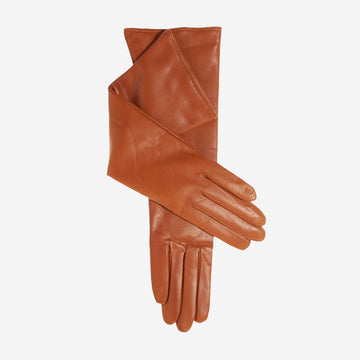 Leonora (cognac) - Italienische, kaschmirgefütterte Lederhandschuhe in 8er-Knopflänge