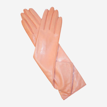 Leonora (pink) - Italian cashmere lined 6-button length leather gloves
