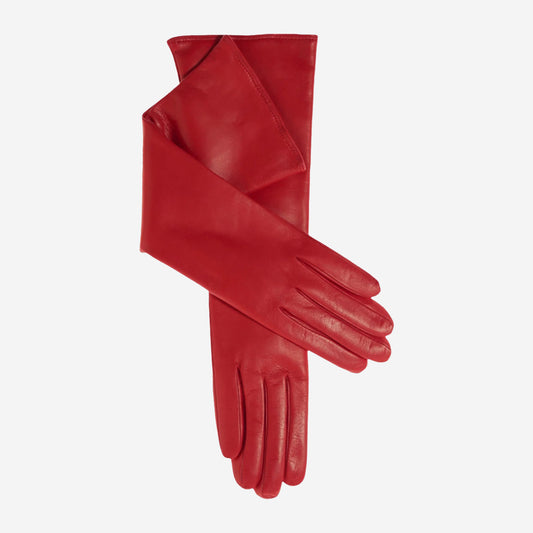 Leonora (red) - Italian "8 button length" cashmere lined leather gloves