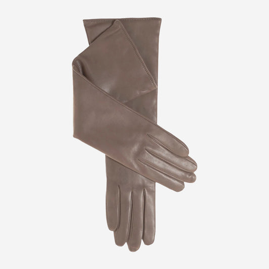 Leonora (Taupe) - Italienische, kaschmirgefütterte Lederhandschuhe in "8-Knopf-Länge"