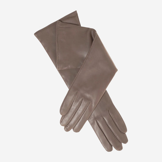 Leonora (taupe) - Italian cashmere lined 6-button length leather gloves
