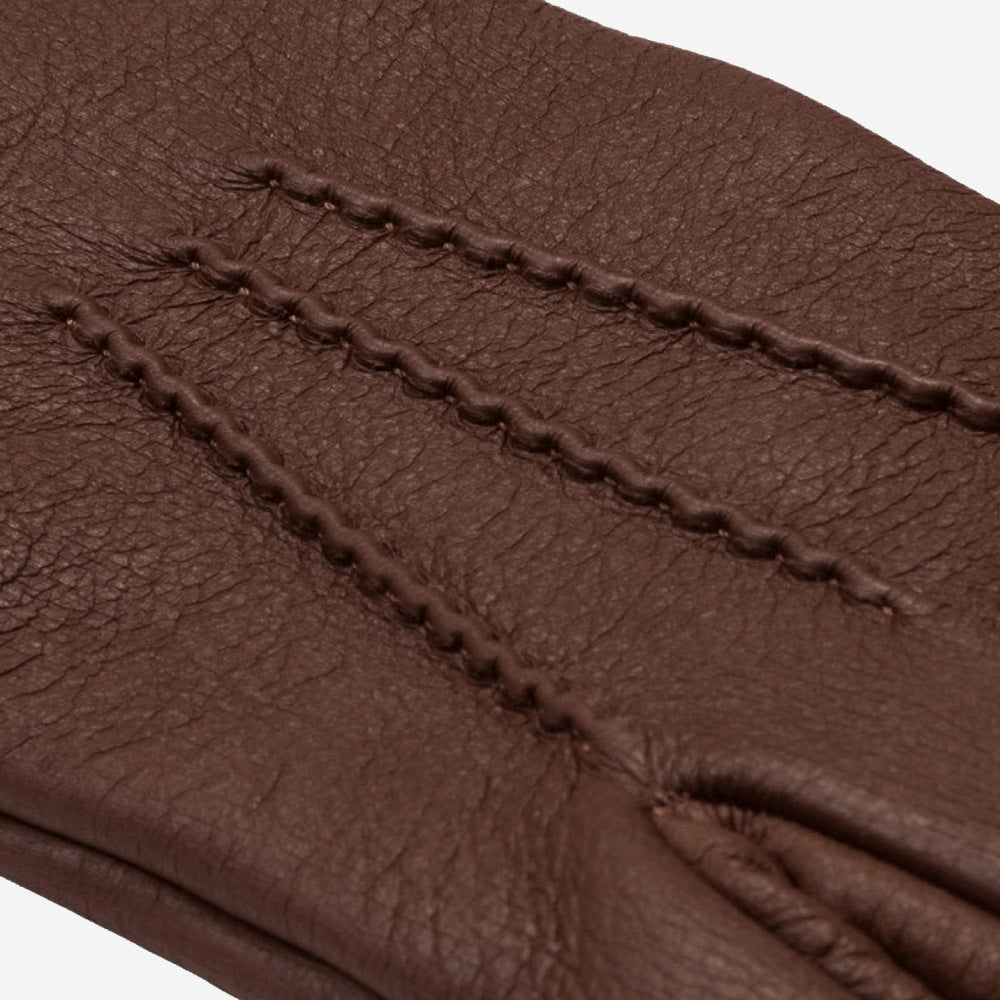Lorenzo (brown) - Italian gloves made of American deerskin leather with cashmere lining - Fratelli Orsini - Luxury Leather Gloves - Handmade in Italy - 4