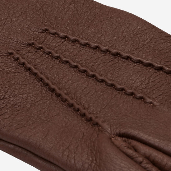Lorenzo (brown) - Italian gloves made of American deerskin leather with cashmere lining - Fratelli Orsini - Luxury Leather Gloves - Handmade in Italy - 4