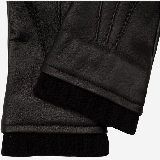 Lorenzo (black) - Italian gloves made of American deerskin leather with cashmere lining - Fratelli Orsini - Luxury Leather Gloves - Handmade in Italy - 2