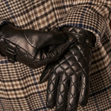 Luca (black) - Italian lambskin leather gloves with cashmere lining and checkered pattern - Fratelli Orsini - Luxury Leather Gloves - Handmade in Italy - 7